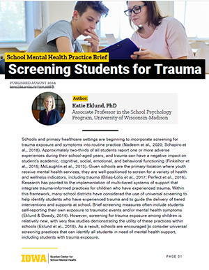 School Mental Health Research Brief: Screening Students for Trauma