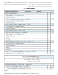 Check-in/Check-out Fidelity Checklists